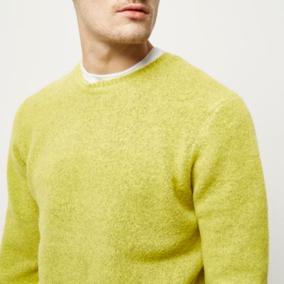 Lime green soft knit crew neck jumper